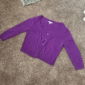 Purple 3/4 Sleeve Dress Cardigan